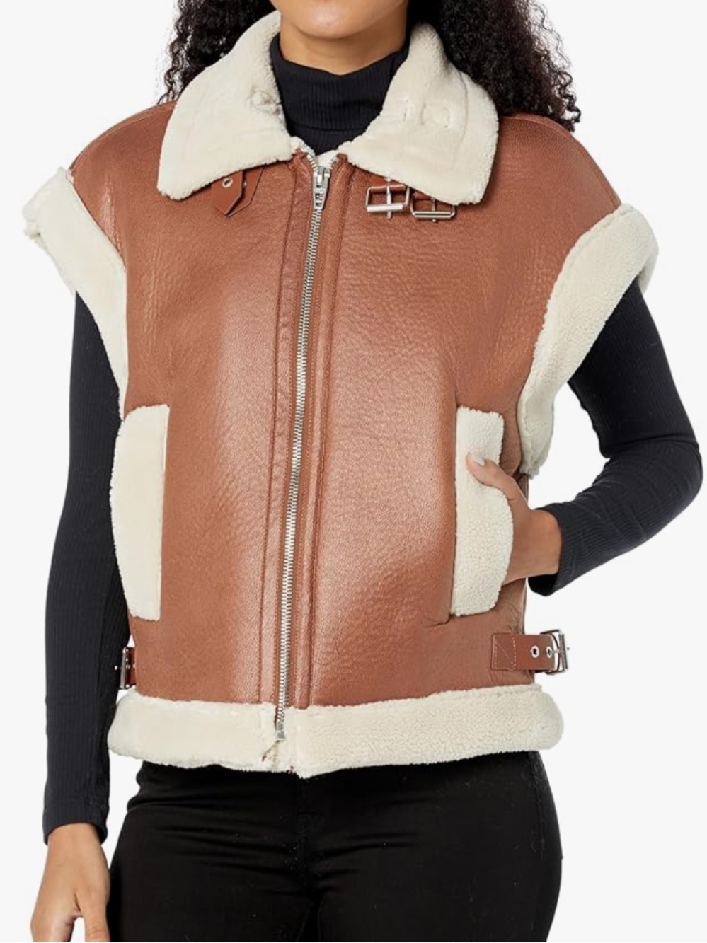 BLANKNYC Women’s Work It Vest Faux Leather Black Size L
